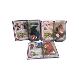 TY Teenie Beenie Babies McDONALDS 1995 DINOSAUR TRIO Set REX STEG BRONTY MINT